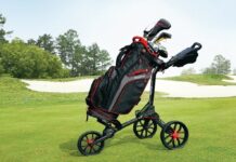 Bag Boy Nitron Auto-Open Push Cart: Easy Fold, Scorecard Console, Beverage Holder BagBoy Nitron Golf Push Cart
