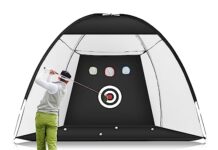 Golf Practice Nets – Compact Nets For Hitting Golf Balls At Home Golf Net, 10x7ft Golf Practice Net with Tri Turf Golf Mat, All in 1 Home Golf Hitting Aid Nets for Backyard Driving Chipping Swing Training with Target/Mat/Balls/Tee/Bag Gift for Men/Golf Lovers