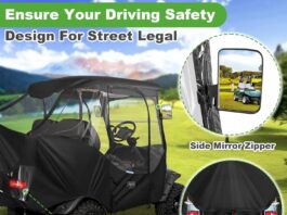 Waterproof Golf Cart Rain Cover FOR Yamaha, EZGO, or Club Car DS Golf Carts Review 10l0l 4 passenger golf cart enclosure for club car precedent with security side mirror openings600d waterproof portable 1 3