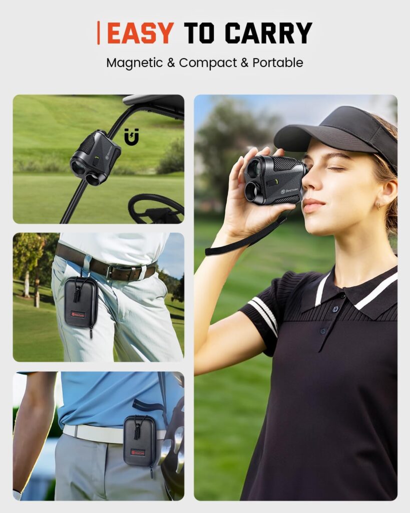 Bestsee Range Finder Golf with Magnet Stripe, 1200 Yards Golf Rangefinder with Slope, Flag Pole Locking Vibration, 7X Magnification, USB Rechargeable Range Finder Bestsee Range Finder Golf with Magnet Stripe, 1200 Yards Golf Rangefinder with Slope, Flag Pole Locking Vibration, 7X Magnification, USB Rechargeable Range Finder