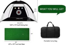 Golf Practice Net Review golf practice net 10x7ft golf hitting nets for backyard driving golf chipping swing with targets 1 golf mat 10 golf ball 2