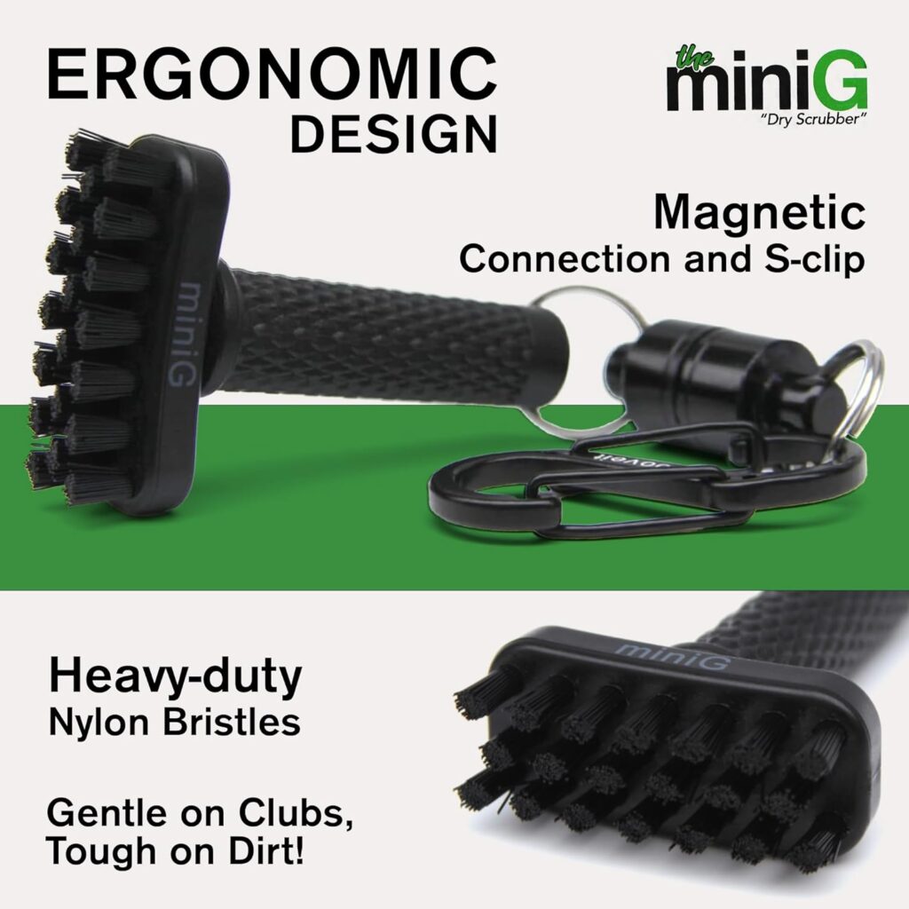 Grooveit MiniG The Dry Scrubber - Mini Golf Club Brush - Heavy-Duty Nylon Bristles - 3-Yr Warranty - Part of Any Golf Club Cleaning Kit - Detachable Magnetic Club Head Groove Cleaner Tool Grooveit MiniG The Dry Scrubber - Mini Golf Club Brush - Heavy-Duty Nylon Bristles - 3-Yr Warranty - Part of Any Golf Club Cleaning Kit - Detachable Magnetic Club Head Groove Cleaner Tool
