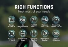 Golf Hunting Rangefinder with Slope Review golf hunting rangefinder with slope 1100y range finder golfing with 5 mode 6x magnification usb charging clear accurate