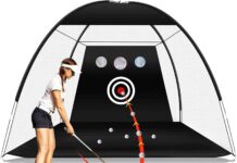 Heavy Duty Golf Practice Net Review heavy duty golf practice net golf swing net 10x7ft golf hitting training aids nets with target and carry bag for backyar