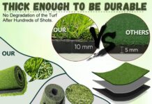 Golf Mat 5×4 ft Review golf mat 5x4 ft large with dual green grass turf height 35mm 8mm come with 10 golf balls 9 golf tees golf hitting chippi 1