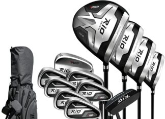 PGM Men’s Complete Golf Club Sets Review pgm mens complete golf club sets 12 pieces 3 wood 135 1 hybrid 4h 6 irons56789pw 1 sand wedge 52 1 putter golf stand bag