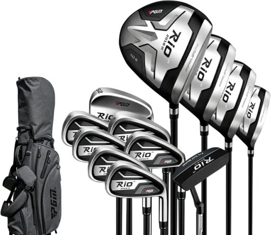 pgm mens complete golf club sets 12 pieces 3 wood 135 1 hybrid 4h 6 irons56789pw 1 sand wedge 52 1 putter golf stand bag