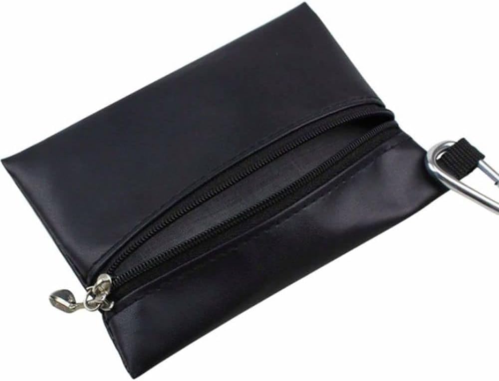 1Pc Black Mini Golf Tee Pouch Bag, Durable Golf Ball Tee Storage Bag Leather Golf Tees Pocket with Zipper, Golf Supplies Accessories Golf Club Bag Accessories Golf