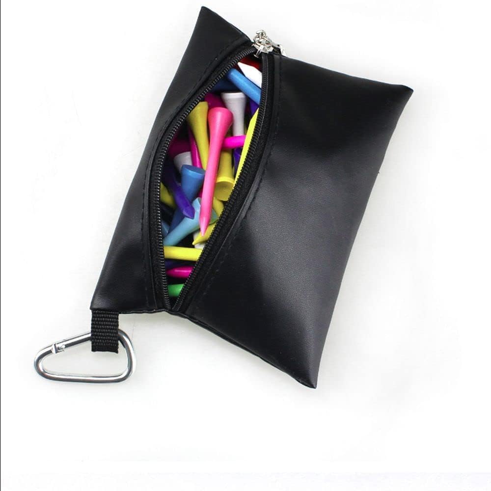 1Pc Black Mini Golf Tee Pouch Bag, Durable Golf Ball Tee Storage Bag Leather Golf Tees Pocket with Zipper, Golf Supplies Accessories Golf Club Bag Accessories Golf