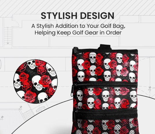 golf bag accessories valuables pouch bags multi pocket zipper hook with 10 pcs wood golf tees for men women 3
