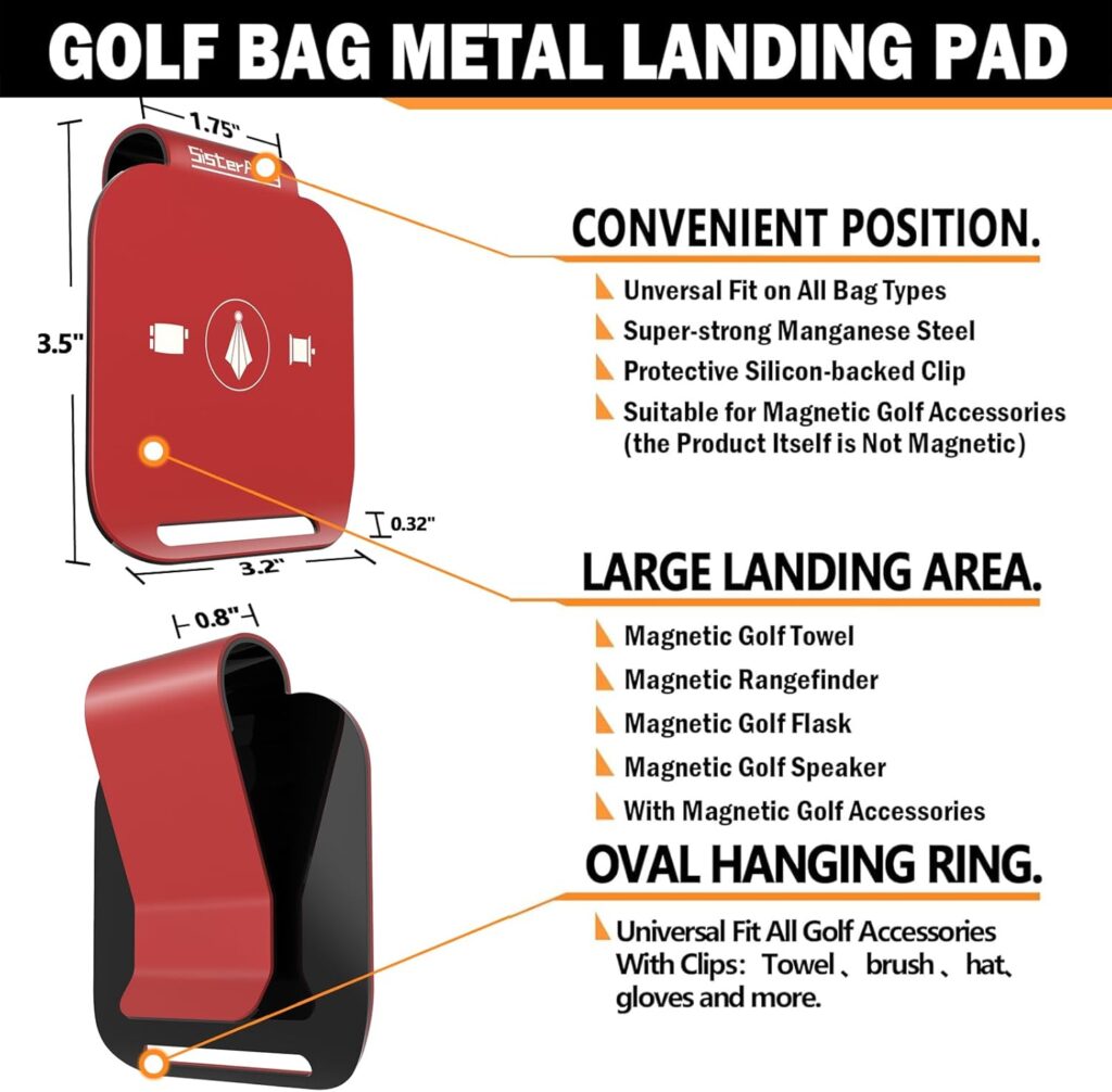 Golf Bag Metal Landing Pads for Magnetic Golf Towel,Golf Rangefinder,Golf Flask,Golf Speaker- Quick Access to Magnetic Golf Equipment and Accessories-Golf Gift -US Patent