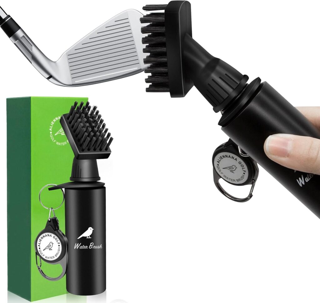 Golf Water Brush Pro Golf Club Cleaner Brush with Squeeze Water Bottle Holds 4 Ounces of Water - Golf Club Head Groove Cleaner, Golf Ball Cleaner, Shoe Brush, Golf Bag Accessories (1 Pack)