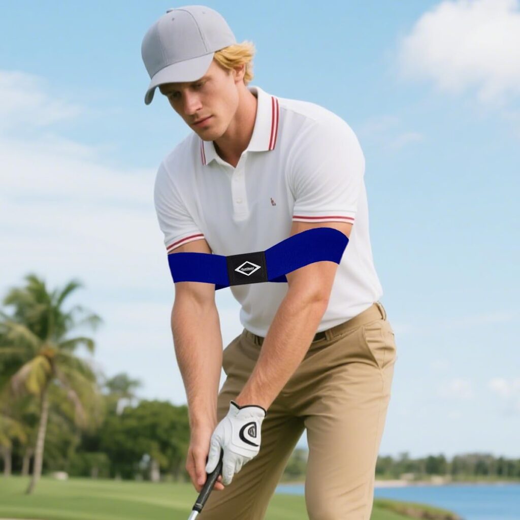 Scott Edward Pro Golf Swing Training Aid, Swing Correcting Arm Band Correct Training Swing Gesture Alignment Practice Tool for Golf Beginners,Man,Boy,Male