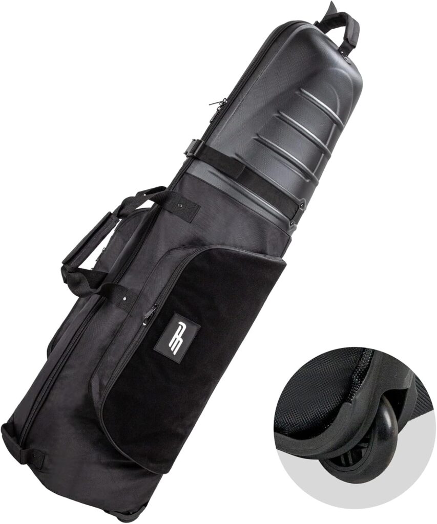 Soft-Sided Golf Travel Bag with Reinforced Wheels for Airlines and Hard Case Top, Excellent Zipper Protect Your Clubs, Lightweight and Easy to Maneuver
