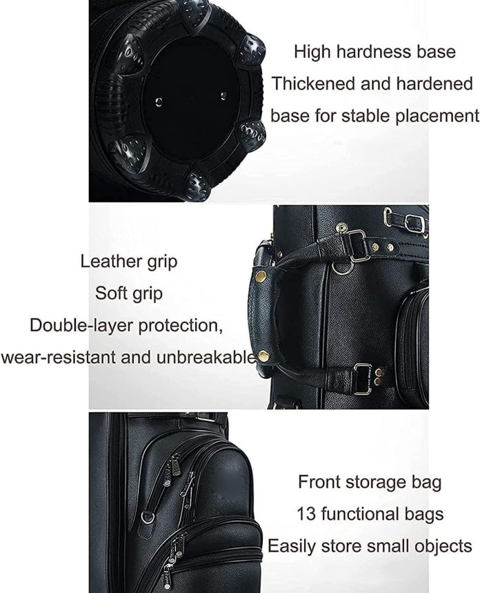 portable golf bag leather golf stand bag for men women high hardness base that can hold 14 clubs suitable for travel gol 3