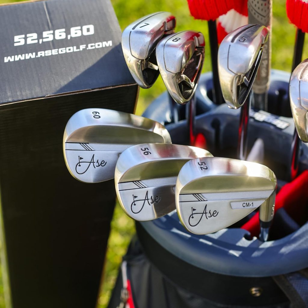 Ase Premium CM-1 Golf Wedges - Full Face Grooves + Milled Face Golf Wedge Individuals or Set for Men 50/52/54/56/58/60 Degree Wedges Corded Grip for Increase Control and Comfort