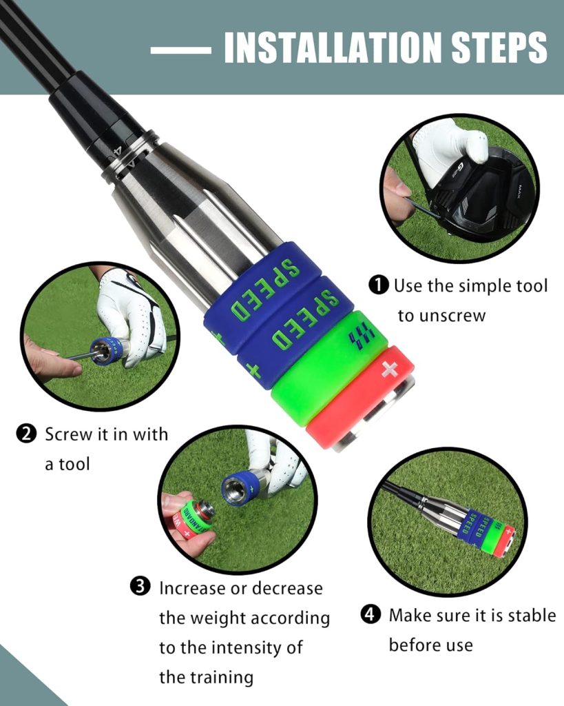Big Crazy Golf Swing Speed Trainer Adjustable,Training Equipment Three Weight Configuration Options, Golf Tempo Training Aids Connect Your Clubs for Callaway Taylormade Ping Titleist PXG