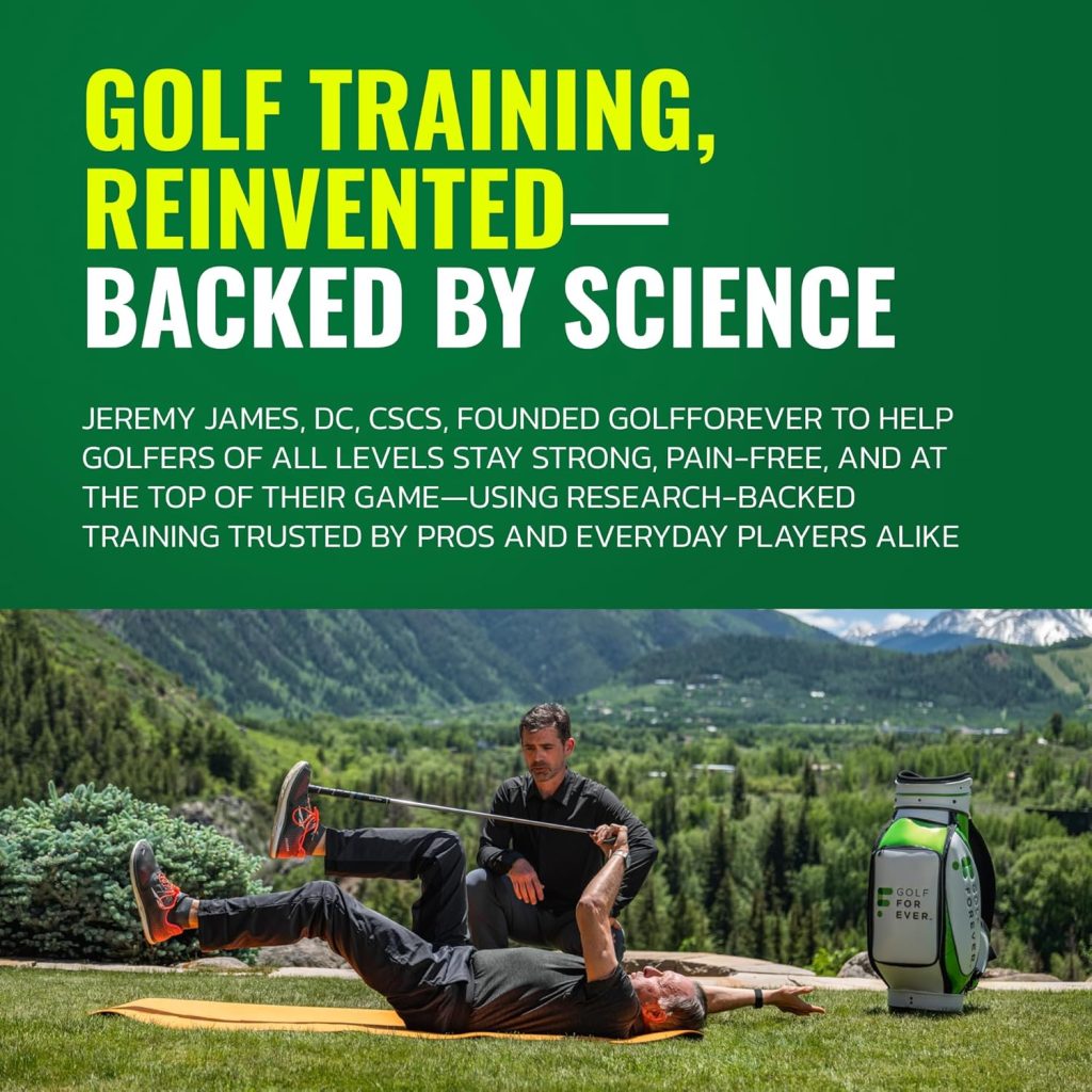 GolfForever Swing Trainer – Golf Training Fitness System for Strength, Flexibility Swing Power – Includes 30-Day Membership Training Bar for Golf-Specific Workouts