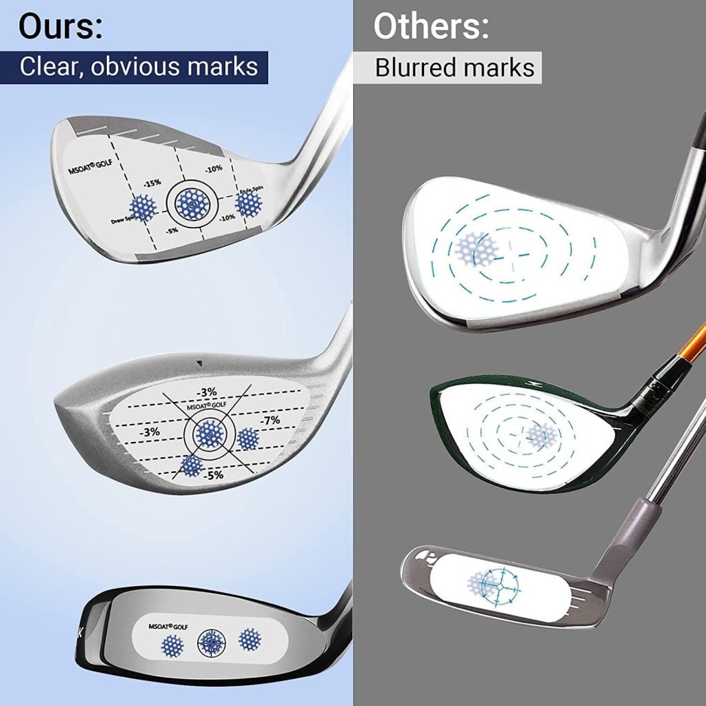 MSOAT Golf Impact Tape Labels, Self-Teaching Sweet Spot and Consistency Analysis, Improve Golf Swing Accuracy and Distance, Golf Club Impact Stickers 3-in-1 Set