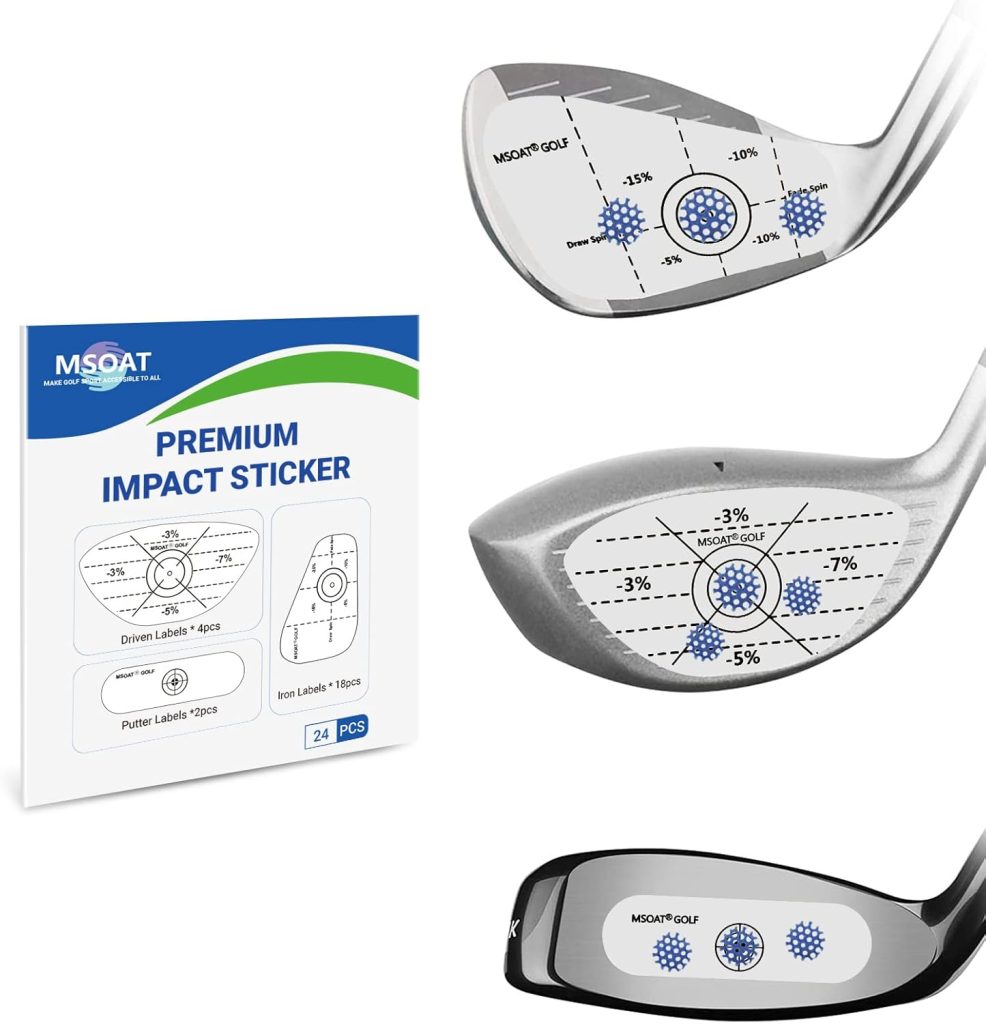 MSOAT Golf Impact Tape Labels, Self-Teaching Sweet Spot and Consistency Analysis, Improve Golf Swing Accuracy and Distance, Golf Club Impact Stickers 3-in-1 Set