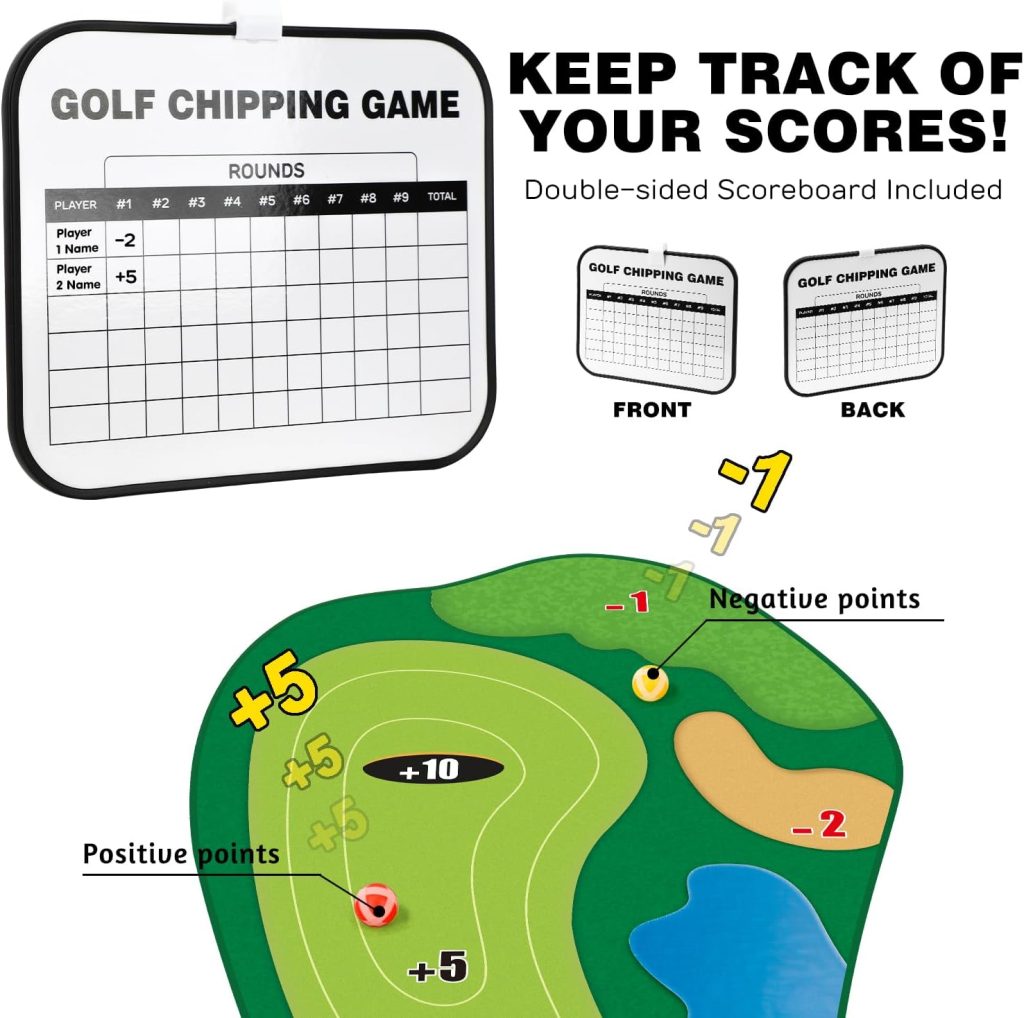 TOY Life Chipping Golf Game Mat Indoor Outdoor Games for Adults and Family Kids Outdoor Play Equipment Stick Chip Game Indoor Golf Set Backyard Games Outdoor Toys for Kids