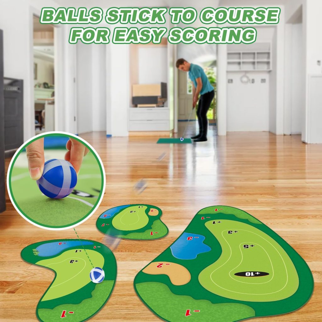 TOY Life Chipping Golf Game Mat Indoor Outdoor Games for Adults and Family Kids Outdoor Play Equipment Stick Chip Game Indoor Golf Set Backyard Games Outdoor Toys for Kids