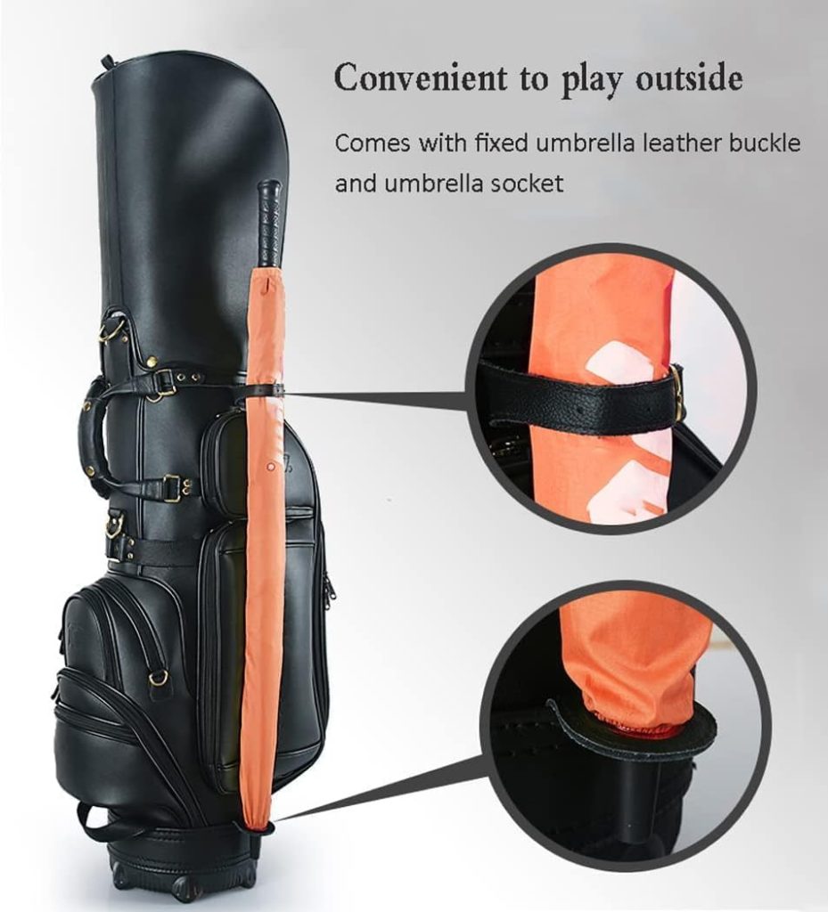 Golf Club Bags for Men Heavy Leather Golf Club Cart Bags with 5 Way Dividers Golf Transport Cart Bag with 13 Pockets for Golf Course Golf Club Bags for Men Heavy Leather Golf Club Cart Bags with 5 Way Dividers Golf Transport Cart Bag with 13 Pockets for Golf Course