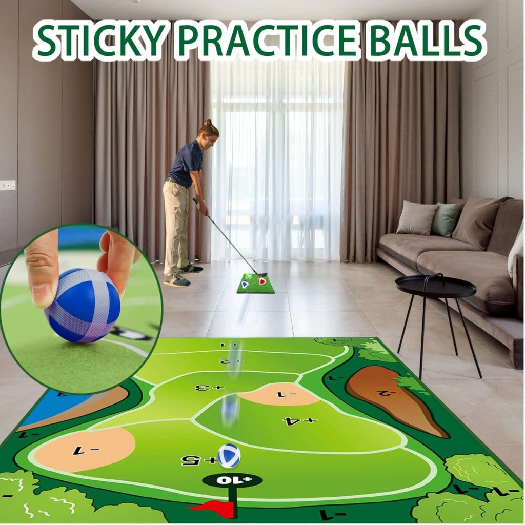 Golf Chipping Game, 6x4 Ft Felt Fabric Target Mat, Golf Practice Equipment, Green, Polyester, 16 Sticky Balls, 4 Ground Stakes, Storage Bag, Indoor/Outdoor, 1-4 Players Golf Chipping Game, 6x4 Ft Felt Fabric Target Mat, Golf Practice Equipment, Green, Polyester, 16 Sticky Balls, 4 Ground Stakes, Storage Bag, Indoor/Outdoor, 1-4 Players
