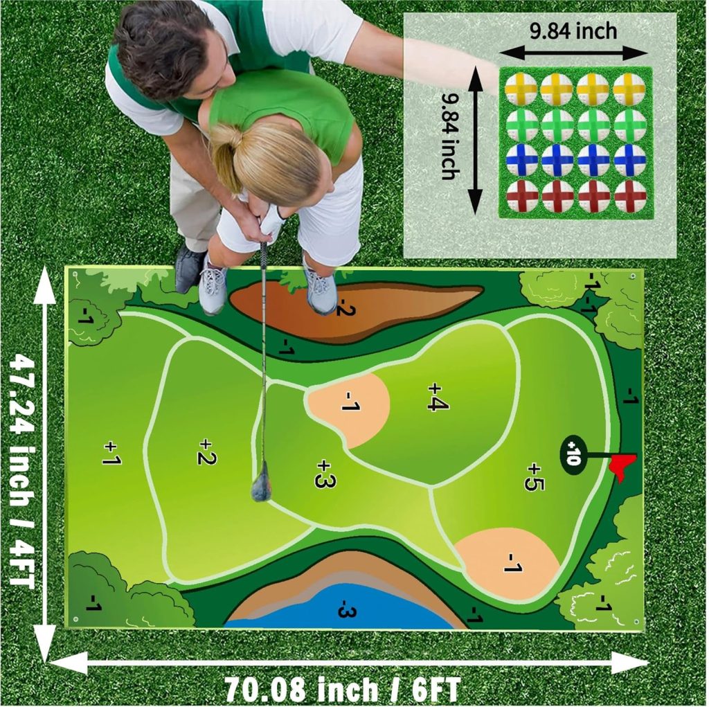 Golf Chipping Game, 6x4 Ft Felt Fabric Target Mat, Golf Practice Equipment, Green, Polyester, 16 Sticky Balls, 4 Ground Stakes, Storage Bag, Indoor/Outdoor, 1-4 Players Golf Chipping Game, 6x4 Ft Felt Fabric Target Mat, Golf Practice Equipment, Green, Polyester, 16 Sticky Balls, 4 Ground Stakes, Storage Bag, Indoor/Outdoor, 1-4 Players