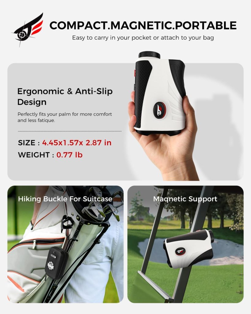 Golf Rangefinder with Slope - 1200 Yards Laser Range Finder with Flag Pole Locking Vibration, 7X Magnification rangefinder with Magnet Stripe Golf Rangefinder with Slope - 1200 Yards Laser Range Finder with Flag Pole Locking Vibration, 7X Magnification rangefinder with Magnet Stripe