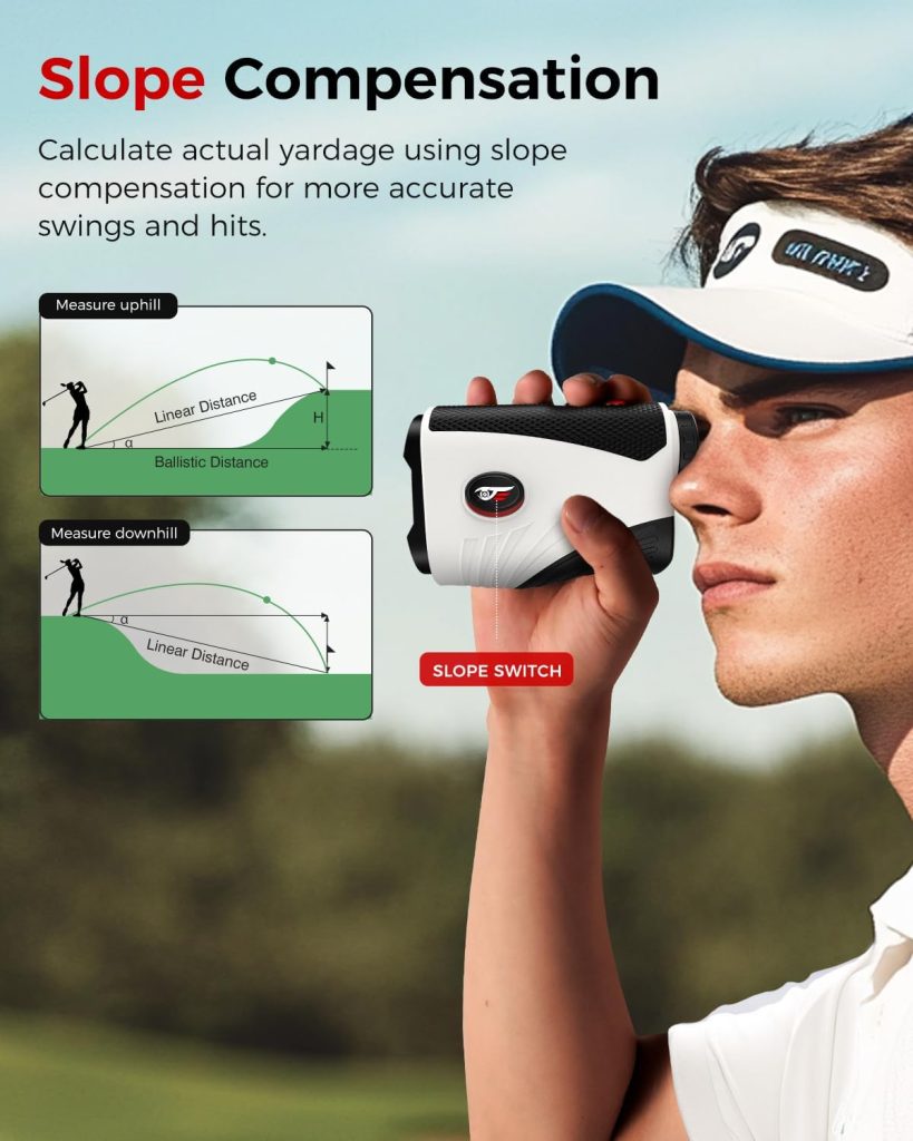 Golf Rangefinder with Slope - 1200 Yards Laser Range Finder with Flag Pole Locking Vibration, 7X Magnification rangefinder with Magnet Stripe Golf Rangefinder with Slope - 1200 Yards Laser Range Finder with Flag Pole Locking Vibration, 7X Magnification rangefinder with Magnet Stripe
