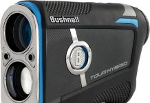 Bushnell Golf Tour Hybrid Laser Rangefinder – GPS, Slope Compensation, Pinseeker w/Visual JOLT Flag Lock, Magnetic Cart Mount, Front/Center/Back Distances, 500+ Yard Range