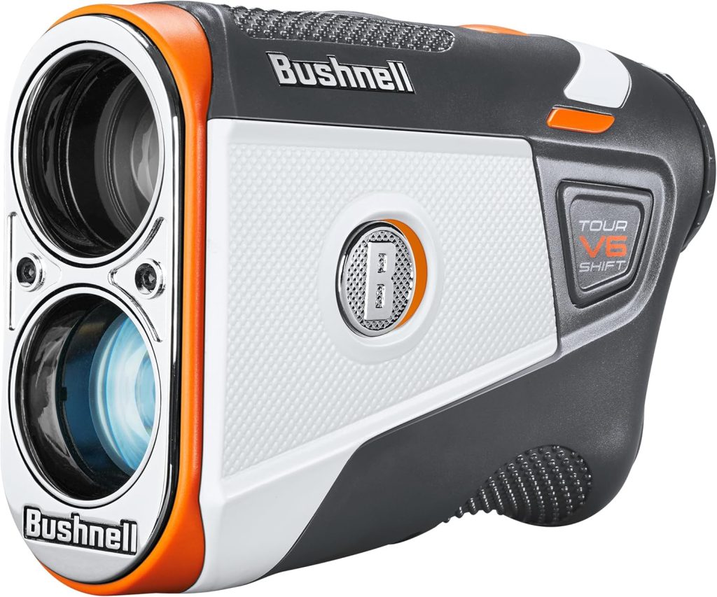 Bushnell Golf Tour V6 Shift Laser Rangefinder with Slope Compensation, 1300-Yard Range, Flag Lock Vibration, Magnetic Cart Mount, 6X Magnification, Waterproof – Tournament Legal Bushnell Golf Tour V6 Shift Laser Rangefinder with Slope Compensation, 1300-Yard Range, Flag Lock Vibration, Magnetic Cart Mount, 6X Magnification, Waterproof – Tournament Legal