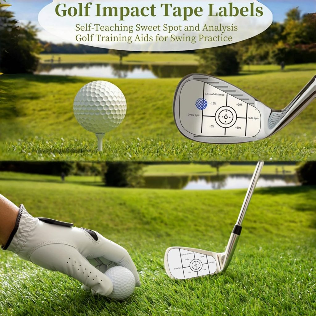 Golf Impact Tape Labels 180 PCS Golf Impact Stickers for Swing Training Improve Golf Swing Accuracy Distance Sticky Golf Pro Club Sweet Spot Consistency Analysis Golf Impact Tape Labels 180 PCS Golf Impact Stickers for Swing Training Improve Golf Swing Accuracy Distance Sticky Golf Pro Club Sweet Spot Consistency Analysis
