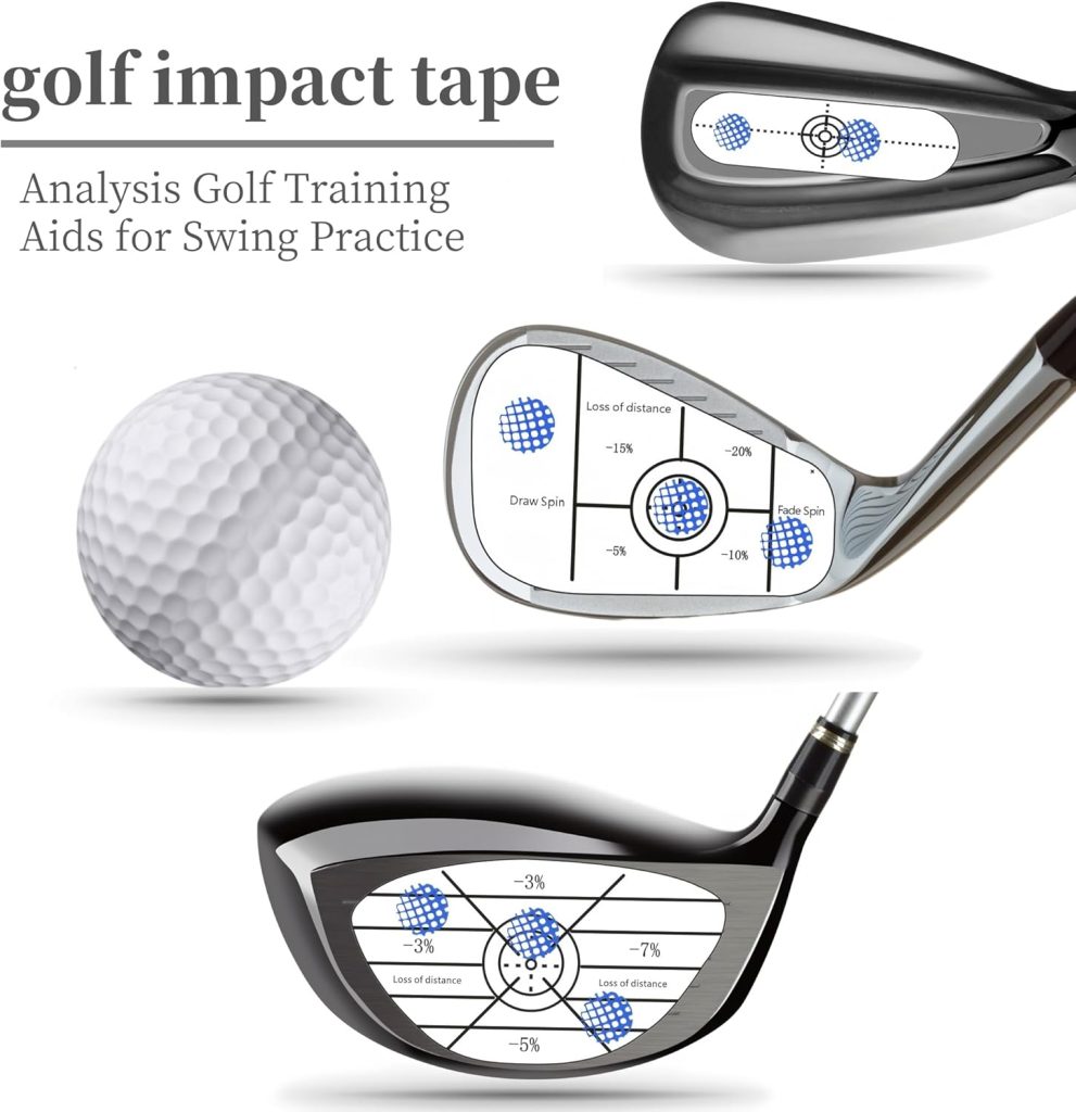 Golf Impact Tape Labels 180 PCS Golf Impact Stickers for Swing Training Improve Golf Swing Accuracy Distance Sticky Golf Pro Club Sweet Spot Consistency Analysis Golf Impact Tape Labels 180 PCS Golf Impact Stickers for Swing Training Improve Golf Swing Accuracy Distance Sticky Golf Pro Club Sweet Spot Consistency Analysis