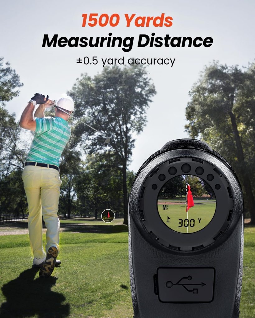 Golf Rangefinder with Slope -1500 Yards Laser Range Finder Golf for Hunter, High-Precision Flag Pole Locking Vibration, 7X Magnification, USB-C Rechargeable Rangefinders Magnet Strip Golf Rangefinder with Slope -1500 Yards Laser Range Finder Golf for Hunter, High-Precision Flag Pole Locking Vibration, 7X Magnification, USB-C Rechargeable Rangefinders Magnet Strip