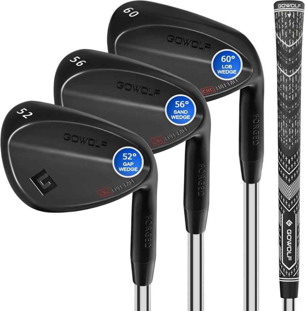Gowolf Forged Golf Wedges 50/52/54/56/58/60/69 Degree Single or Sets for Men, Right Hand Premium Full Face Gap Wedge Sand Wedge Lob Wedge Golf Club, Great Golf Gifts - CNC Milled Face for More Spin Gowolf Forged Golf Wedges 50/52/54/56/58/60/69 Degree Single or Sets for Men, Right Hand Premium Full Face Gap Wedge Sand Wedge Lob Wedge Golf Club, Great Golf Gifts - CNC Milled Face for More Spin