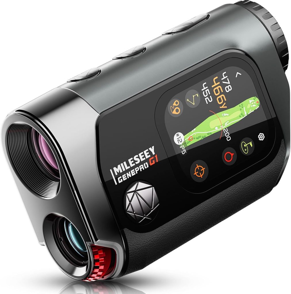 MILESEEY GenePro G1 Touchscreen GPS Rangefinder with Slope, 43000+ Preloaded Courses, 1300 Yards Laser Range Finder Golf with Red Green Display, 0.1s Flag Pole Locking Vibration, 6X Magnification MILESEEY GenePro G1 Touchscreen GPS Rangefinder with Slope, 43000+ Preloaded Courses, 1300 Yards Laser Range Finder Golf with Red Green Display, 0.1s Flag Pole Locking Vibration, 6X Magnification