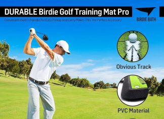 Birdie Golf: Birdie Mat Pro – Swing Training Aid, Sequin Tech Surface, Analyze Swing Path & Ball Impact, Portable in- Outdoor, 19.25″ Sports Accessory