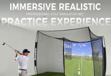 MangoStar Golf Net, 11x8ft Golf Simulators Hitting Net with High-Density Impact Screen and Target Cloth, Heavy Duty Practice Cage for Swing Driving, Home Backyard Garage Indoor Outdoor Use