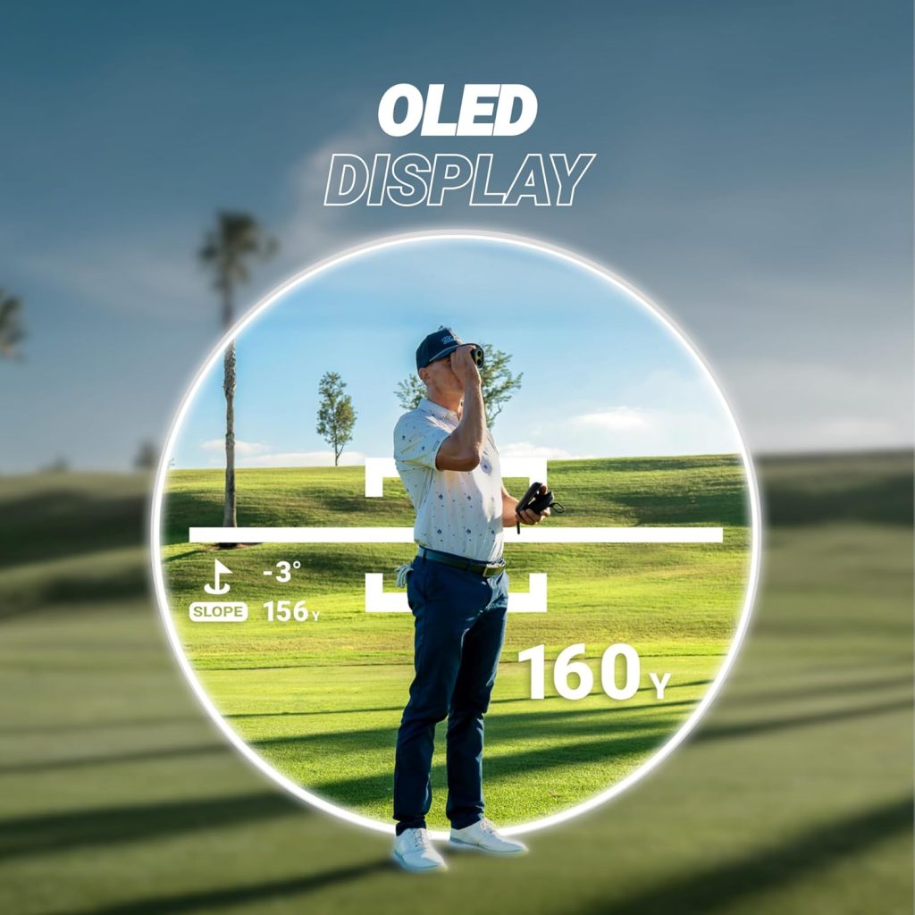 Blue Tees Golf Series ULTRA Golf Rangefinder with Slope Switch, Yards, OLED Display 6X Magnification Laser Rangefinder, Slope Measurement, Magnetic Strip, Flag Pole Locking with Pulse Vibration Blue Tees Golf Series ULTRA Golf Rangefinder with Slope Switch, Yards, OLED Display 6X Magnification Laser Rangefinder, Slope Measurement, Magnetic Strip, Flag Pole Locking with Pulse Vibration