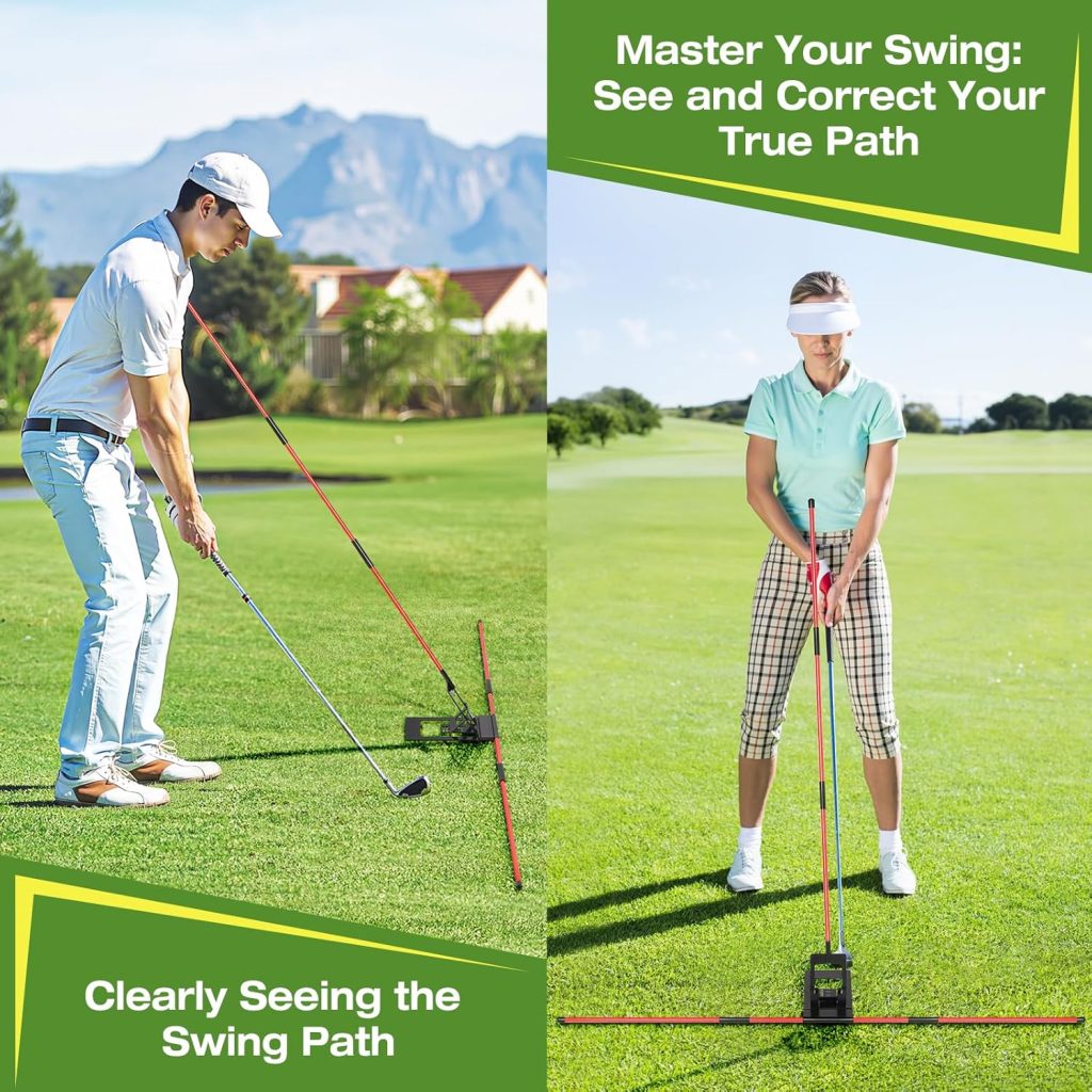 Golf Alignment Sticks Holder, Angle Adjustable Golf Training Aid, Weighted Golf Swing Trainer with Metal Sticks Practice Teaching Aid for Aiming, Putting, Swing Golf Alignment Sticks Holder, Angle Adjustable Golf Training Aid, Weighted Golf Swing Trainer with Metal Sticks Practice Teaching Aid for Aiming, Putting, Swing