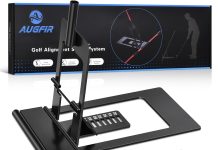 Golf Alignment Sticks Holder, Angle Adjustable Golf Training Aid, Weighted Golf Swing Trainer with Metal Sticks Practice Teaching Aid for Aiming, Putting, Swing
