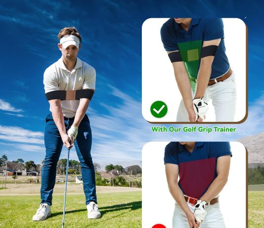 Golf Swing Trainer Aid,Swing Correcting Arm Band,Swing Golf Aid Trainer,Golf Trainer for Right & Left-Handed Players