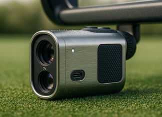 Mini Metal Golf RangeFinder with Slope,1200Y Range Finder, 0.3s Flagpole Locking Vibration, 7X Magnification, 95%Transmission Lens,Flag Pole Lock Vibration,Strong Magnet&Rechargeable Golf Rangefinder.