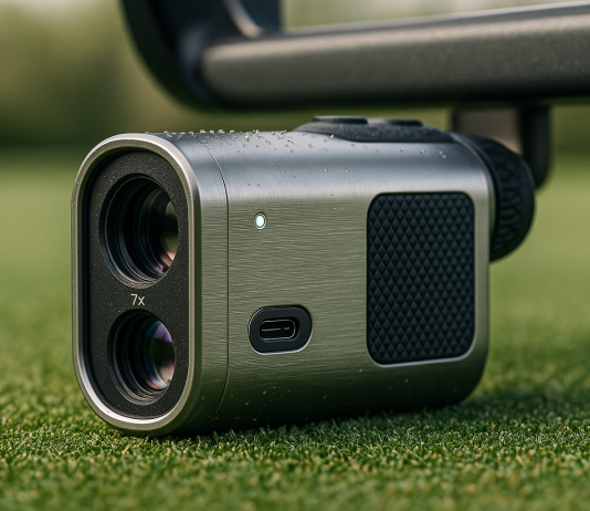 Mini Metal Golf RangeFinder with Slope,1200Y Range Finder, 0.3s Flagpole Locking Vibration, 7X Magnification, 95%Transmission Lens,Flag Pole Lock Vibration,Strong Magnet&Rechargeable Golf Rangefinder.