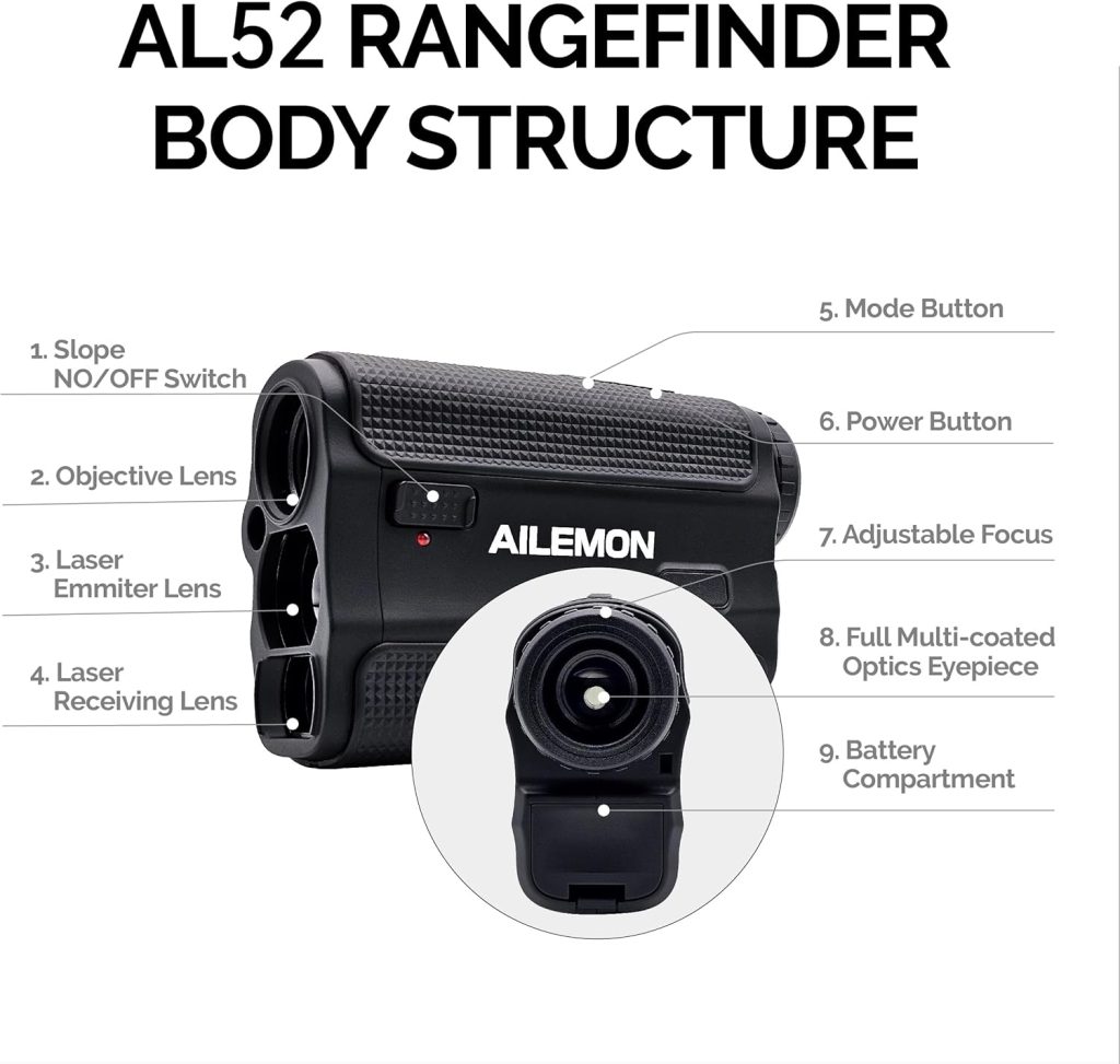 AILEMON Golf Laser Rangefinder Hunting Range Finder 900Y Fast Focus High-Precision Continuous Scan Flag Pole Locking Vibration Function Slope Mode Range Finder AILEMON Golf Laser Rangefinder Hunting Range Finder 900Y Fast Focus High-Precision Continuous Scan Flag Pole Locking Vibration Function Slope Mode Range Finder