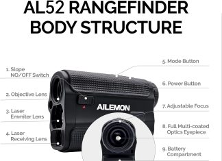 AILEMON Golf Laser Rangefinder Hunting Range Finder 900Y Fast Focus High-Precision Continuous Scan Flag Pole Locking Vibration Function Slope Mode Range Finder