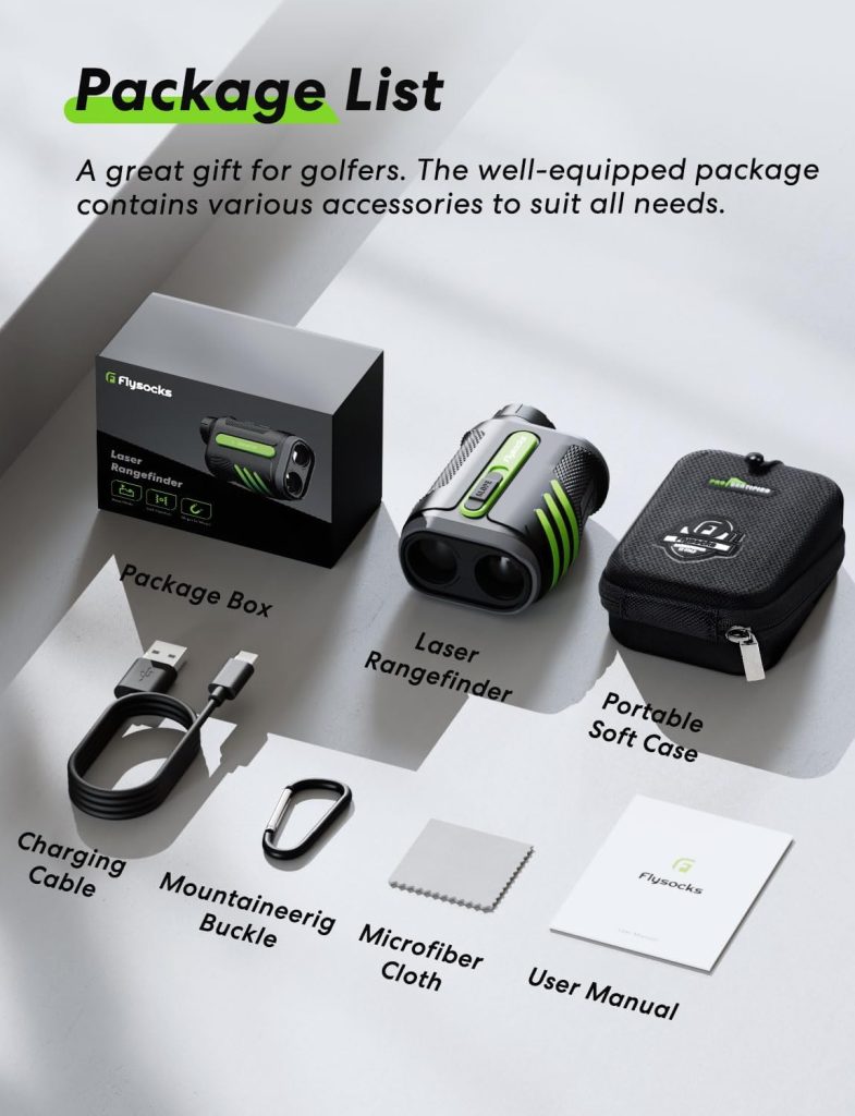Flysocks Golf Rangefinder with Slope, Yards Laser Range Finder, 7X Magnification, Rechargeable Range Finders Golfing with Flagpole Lock Vibration, Magnetic Strip, Golf Accessories for Hunting Flysocks Golf Rangefinder with Slope, Yards Laser Range Finder, 7X Magnification, Rechargeable Range Finders Golfing with Flagpole Lock Vibration, Magnetic Strip, Golf Accessories for Hunting