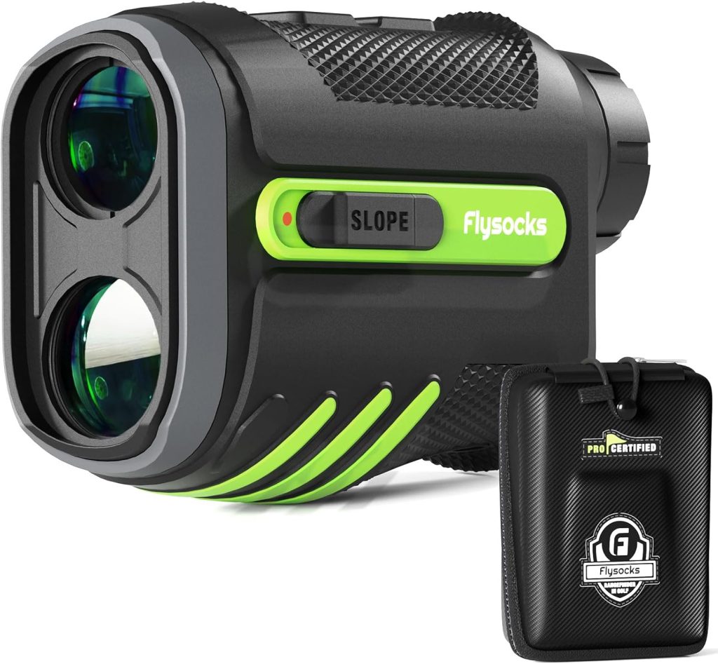 Flysocks Golf Rangefinder with Slope, Yards Laser Range Finder, 7X Magnification, Rechargeable Range Finders Golfing with Flagpole Lock Vibration, Magnetic Strip, Golf Accessories for Hunting Flysocks Golf Rangefinder with Slope, Yards Laser Range Finder, 7X Magnification, Rechargeable Range Finders Golfing with Flagpole Lock Vibration, Magnetic Strip, Golf Accessories for Hunting